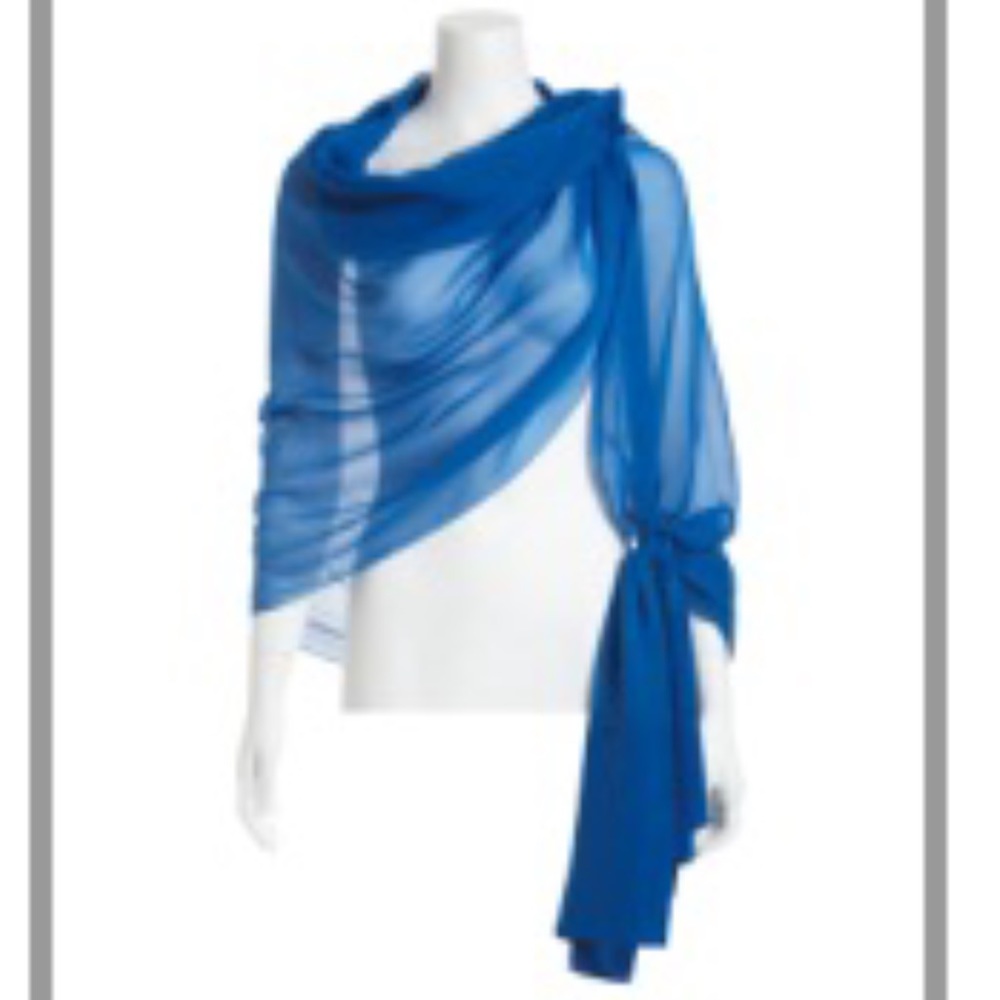 NWOT! Worth Electric Blue Chiffon Wrap Snug Scarf